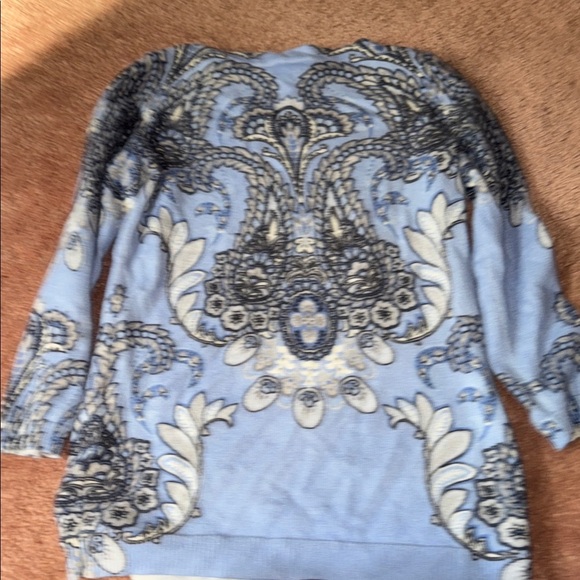 Talbots Blue and Cream Cashmere Sweater - Picture 3 of 3